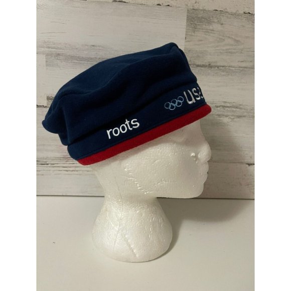 Roots Vintage 2002 US Olympic Team Official Outfitter Blue Red Beret Cap Hat - Picture 3 of 4